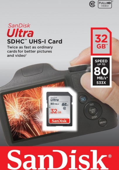 SanDisk 32GB Ultra SDXC Class 10 UHS-I 80MB/s